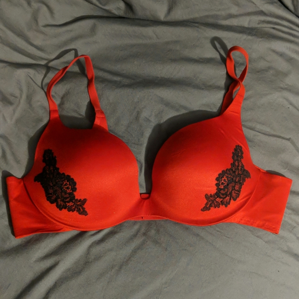 Red Victoria's Secret Push Up Bra